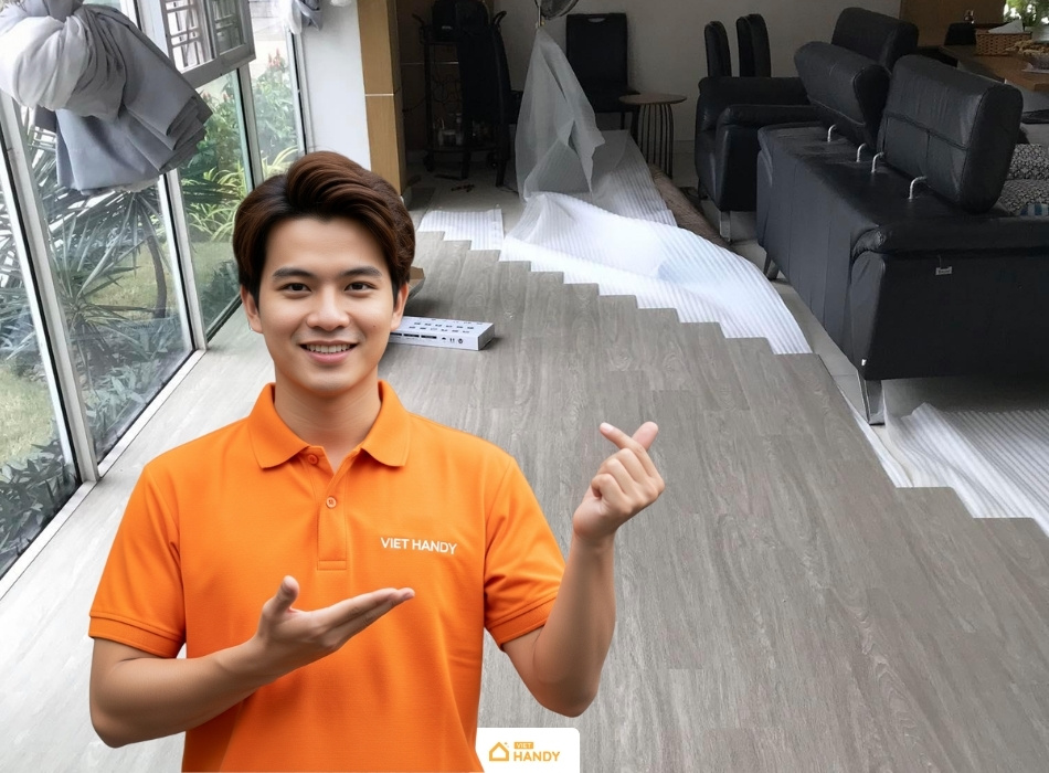 Dịch vụ thi công sàn nhựa giả gỗ Viet Handy nhanh chóng và chất lượng
