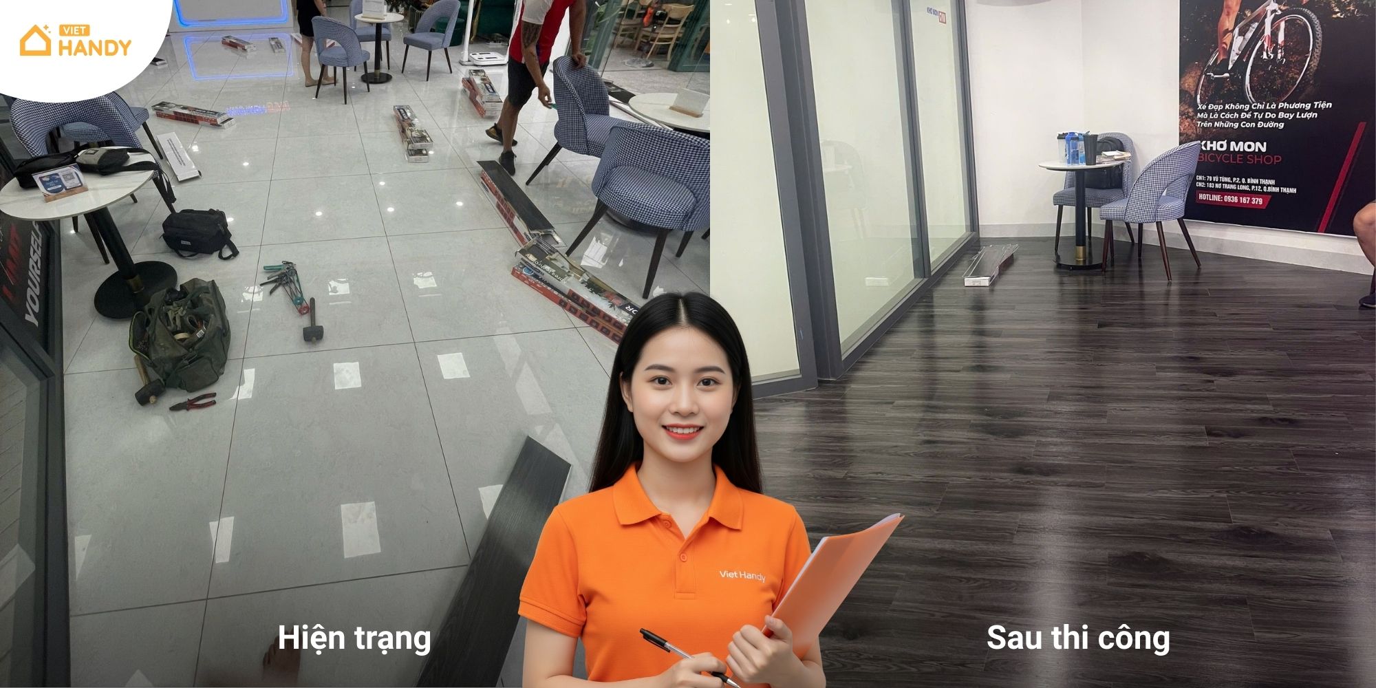 Trước và sau khi thi công sàn nhựa giả gỗ