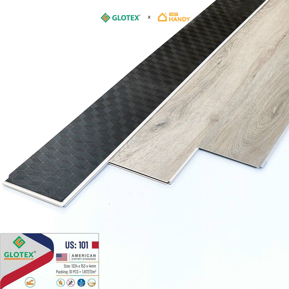 Sàn nhựa hèm khóa Glotex US101 4mm + 1,5mm đế cao su