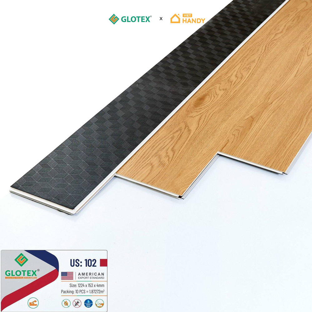 Sàn nhựa hèm khóa Glotex US102 4mm + 1,5mm đế cao su