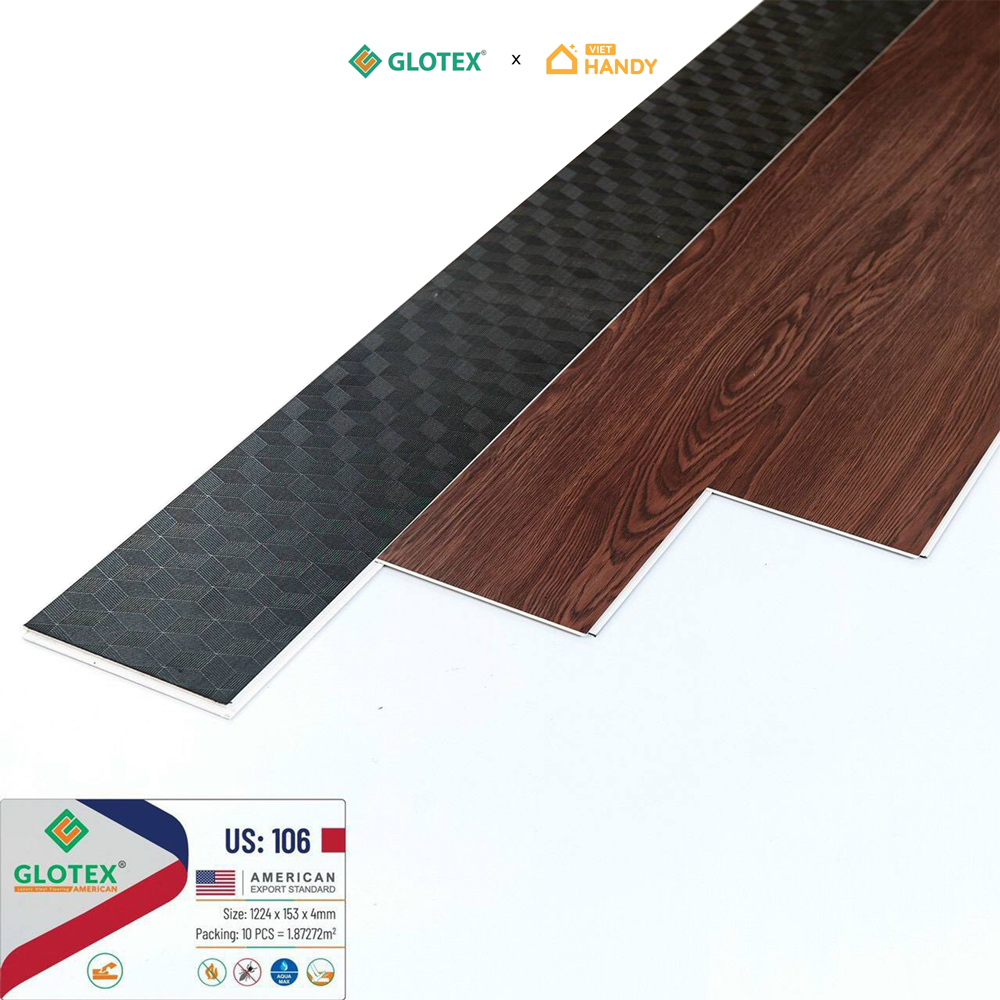 Sàn nhựa hèm khóa Glotex US106 4mm + 1,5mm đế cao su