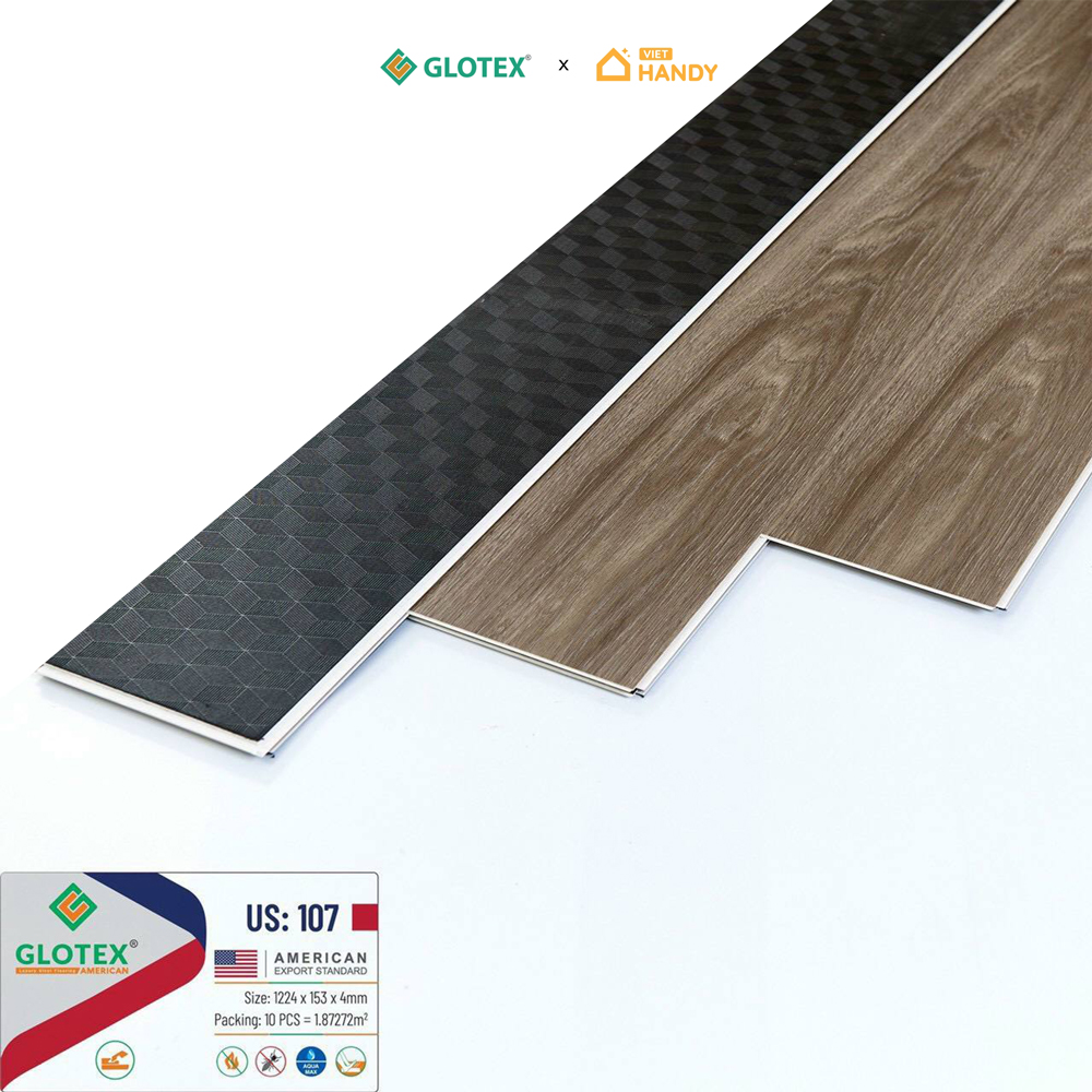 Sàn nhựa hèm khóa Glotex US107 4mm + 1,5mm đế cao su