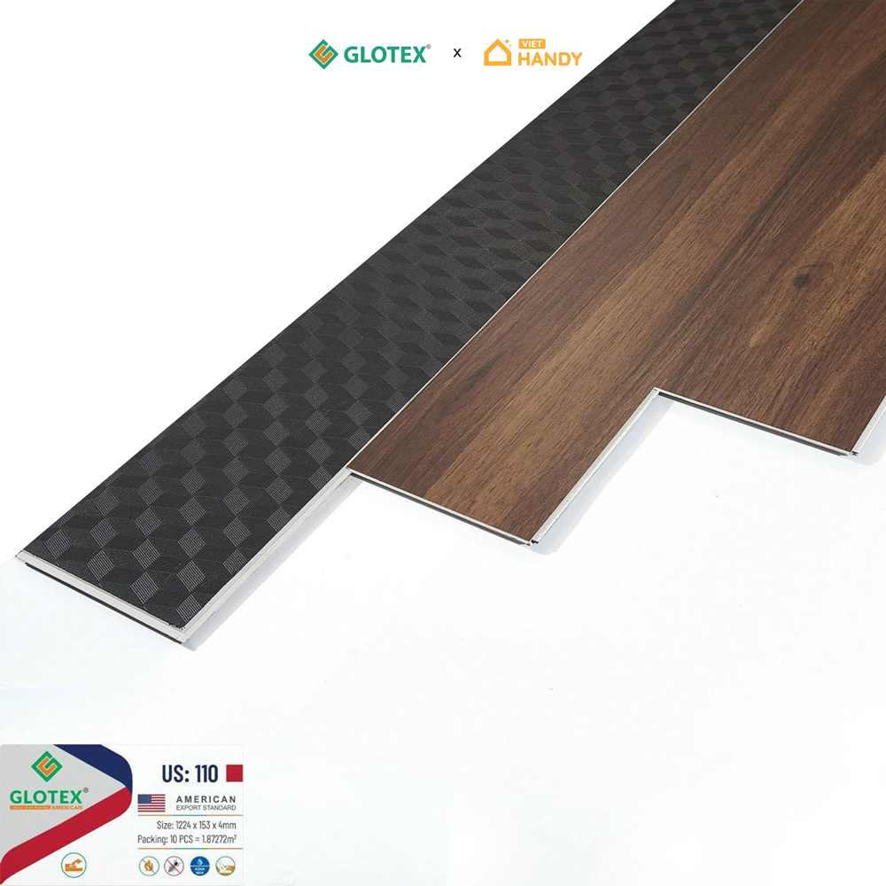 Sàn nhựa hèm khóa Glotex US110 4mm + 1,5mm đế cao su