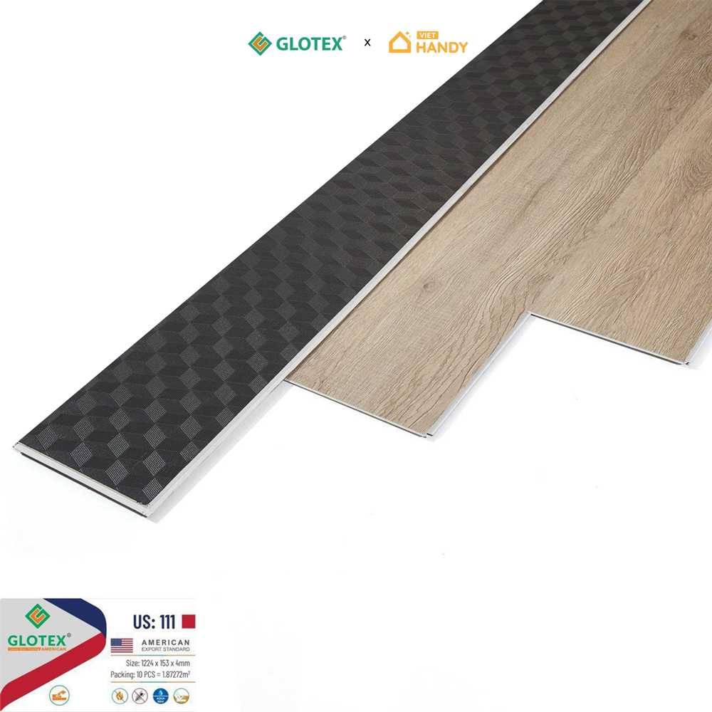 Sàn nhựa hèm khóa Glotex US111 4mm + 1,5mm đế cao su