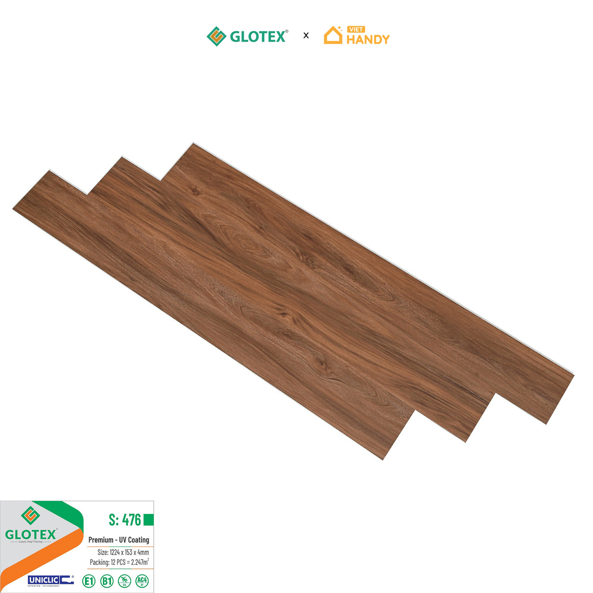 Sàn nhựa hèm khóa Glotex s476 4mm