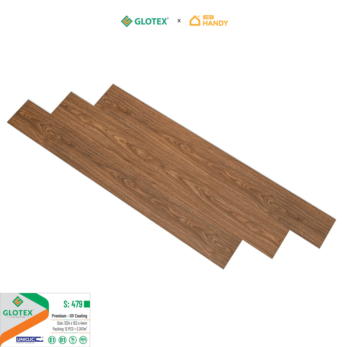 Sàn nhựa hèm khóa Glotex s479 4mm