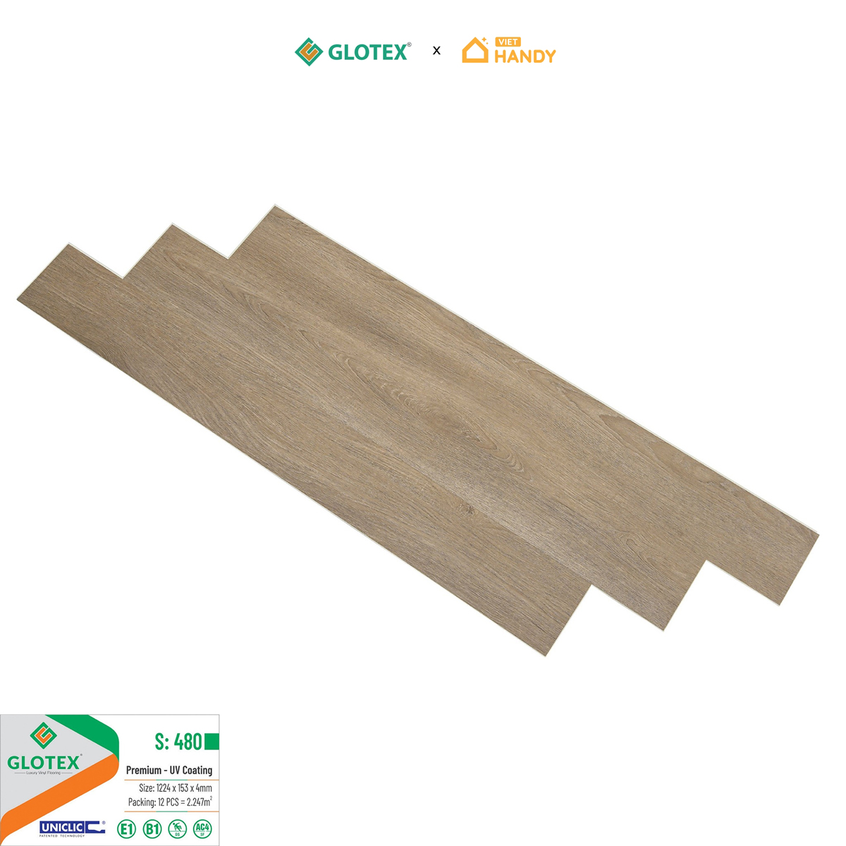 Sàn nhựa hèm khóa Glotex s480 4mm