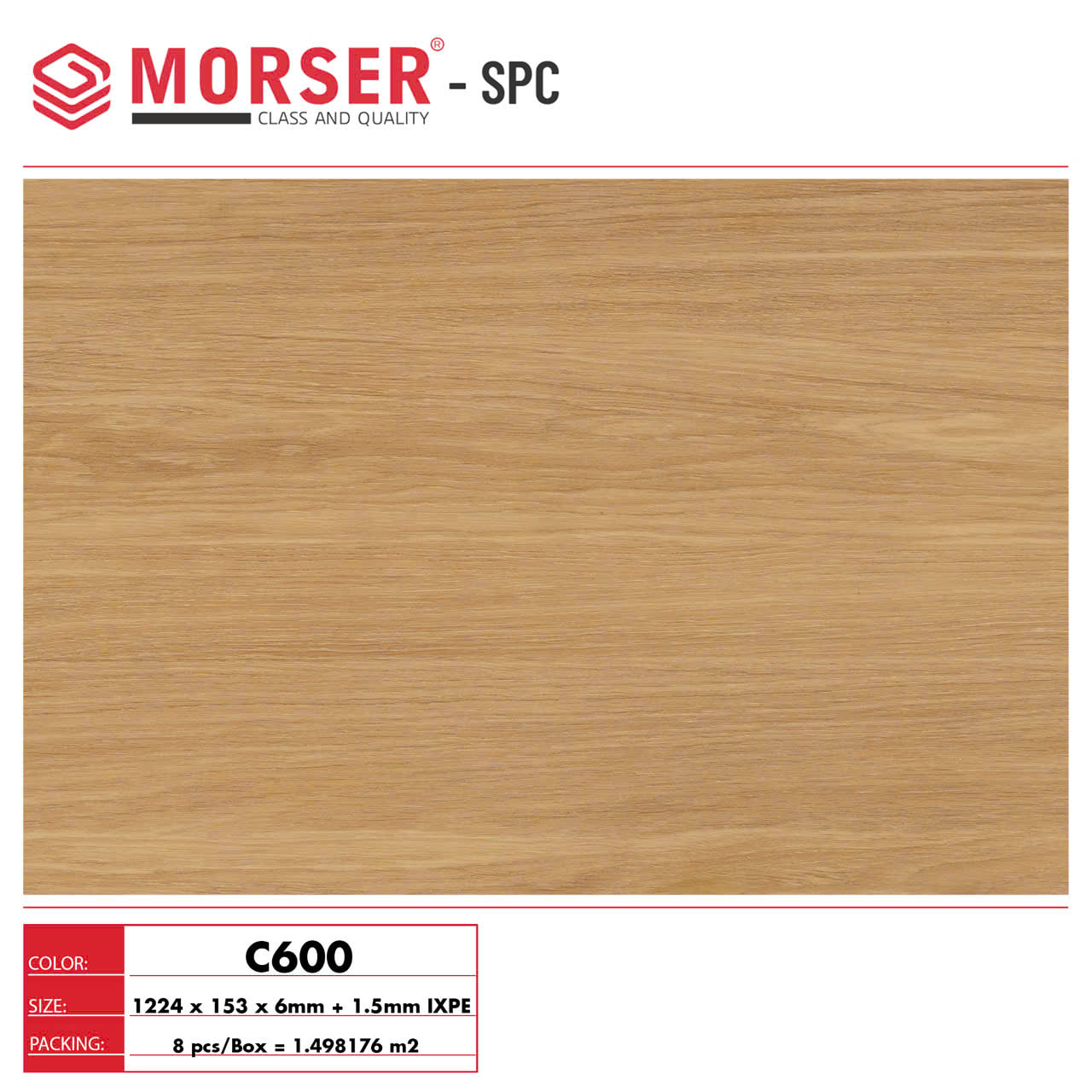Sàn nhựa hèm khóa Morser C600 6mm + 1,5mm đế cao su
