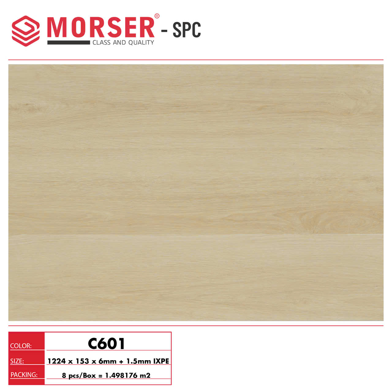 Sàn nhựa hèm khóa Morser C601 6mm + 1,5mm đế cao su