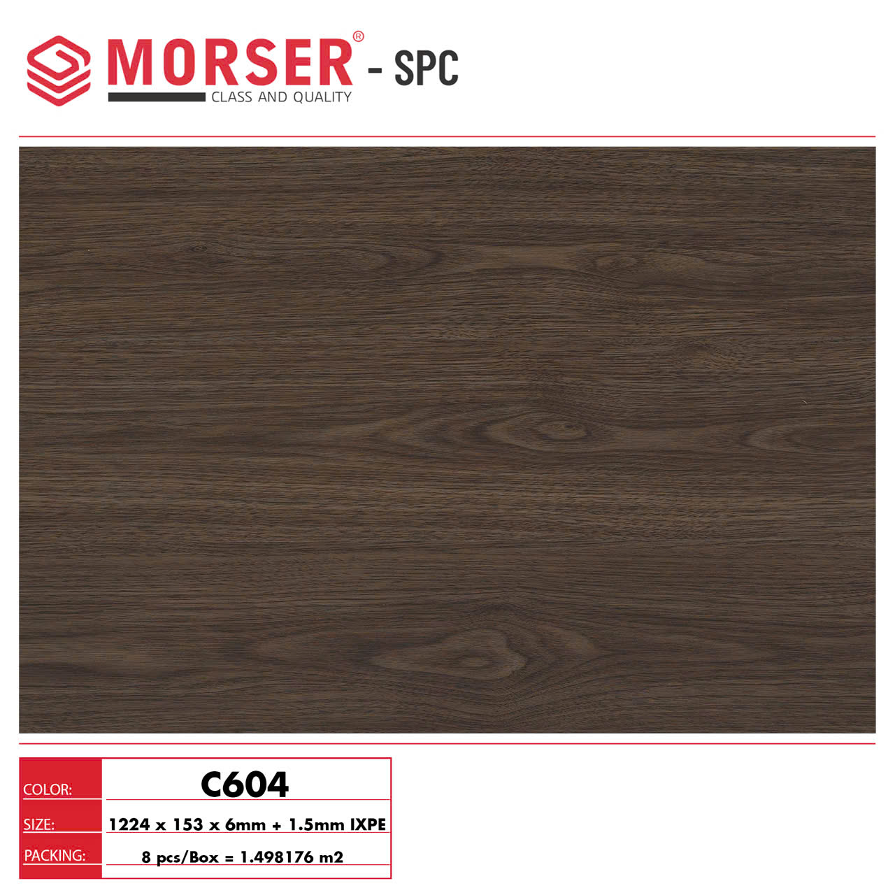 Sàn nhựa hèm khóa Morser C604 6mm + 1,5mm đế cao su