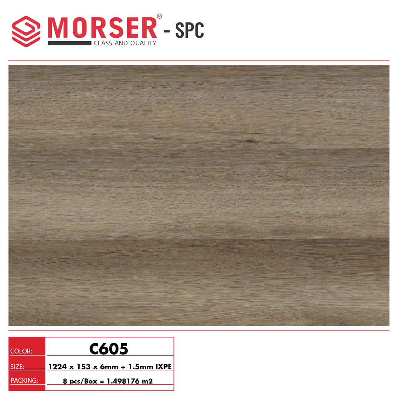 Sàn nhựa hèm khóa Morser C605 6mm + 1,5mm đế cao su