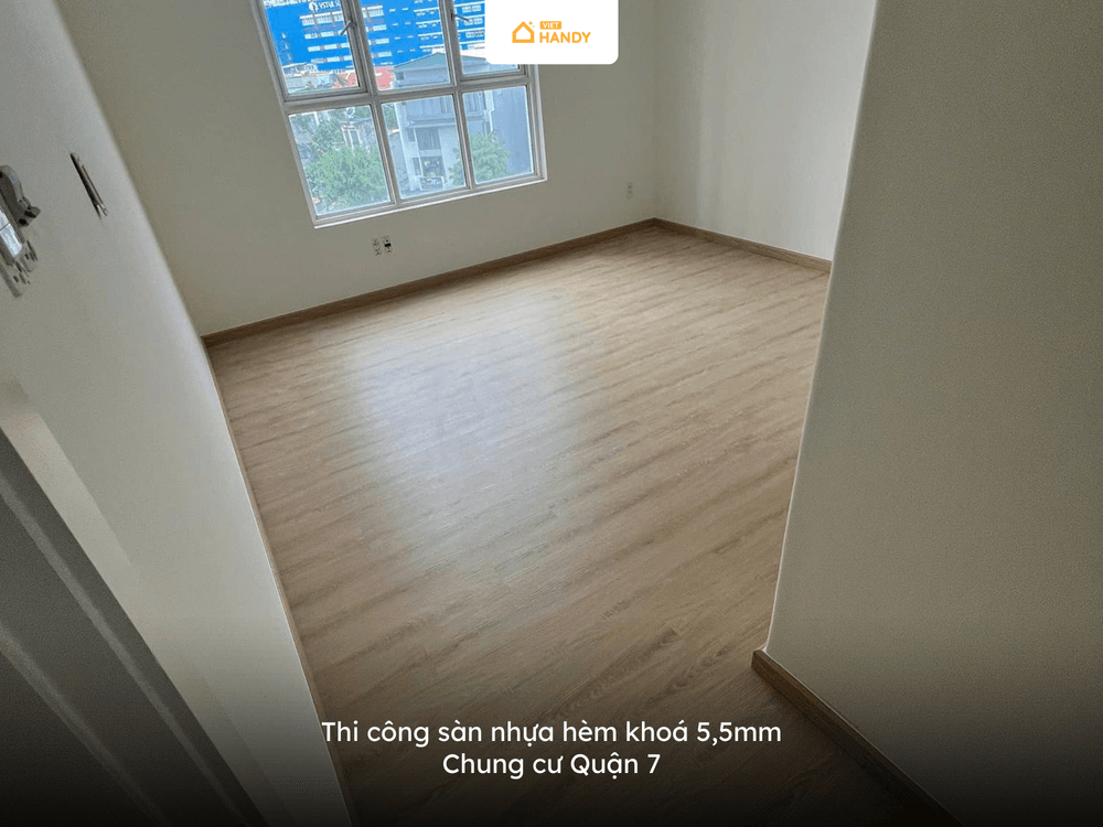Thi công sàn nhựa hèm khoá 5,5mm Chung cư Quận 7