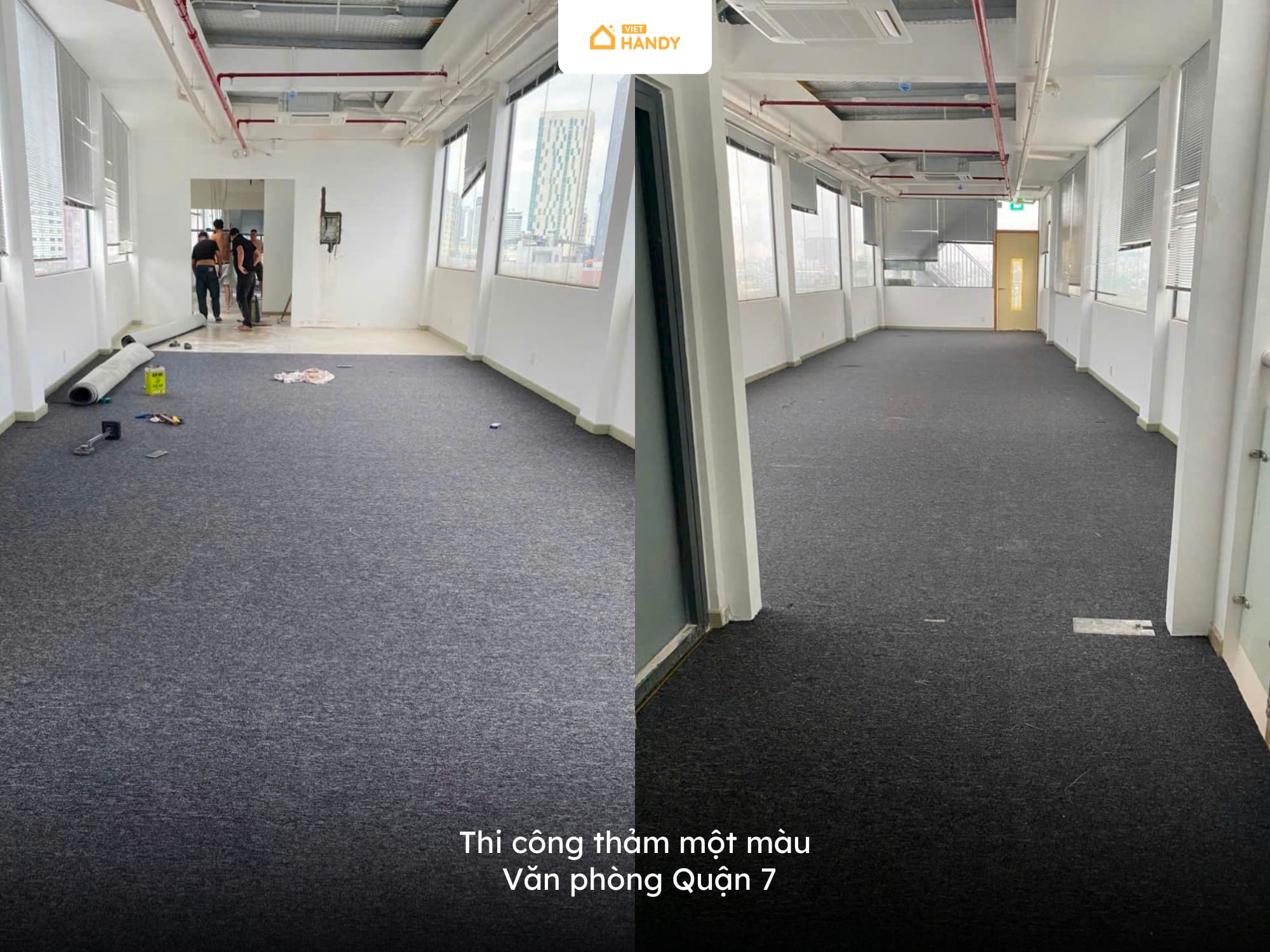 Thi công thảm trải văn phòng cho công trình quận 7